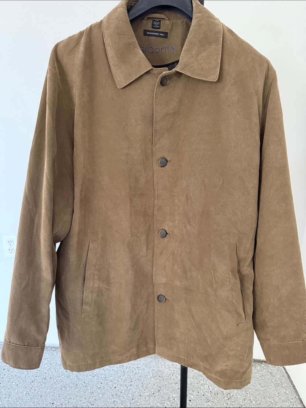 Claiborne MicroSuede Twill Men's Shirt Jacket in Tan
